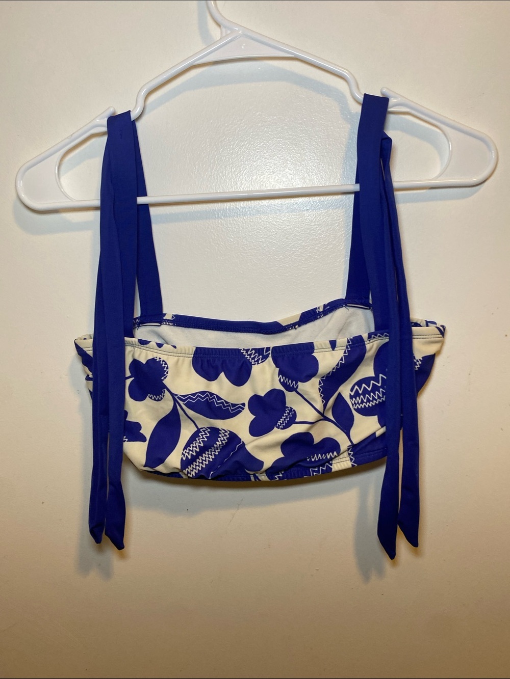 kate spade Blue and White Floral Bandeau Swim Top
